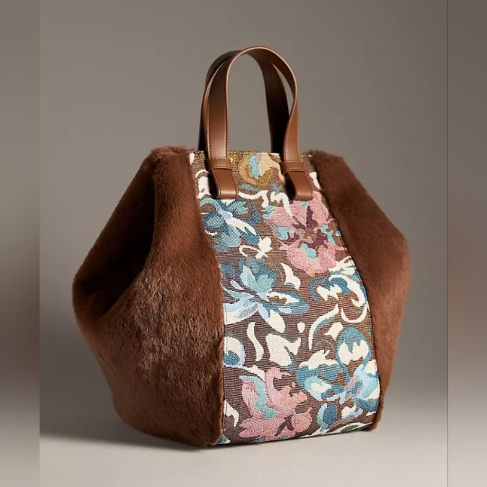 NWT Anthro Velvet Two-Tone Satchel